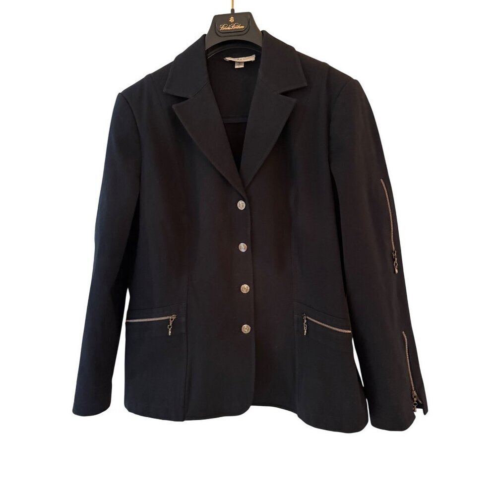 St John Sport by Marie Gray Womens Equestrian Blazer Size Large Black Casual